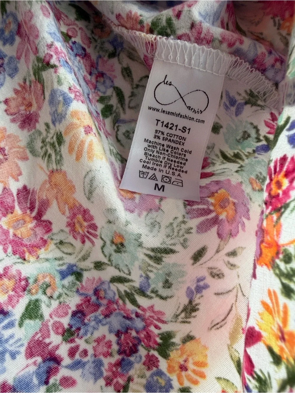 Les Amis Floral Cotton Blend Top - Multicolor - Picture 6 of 9